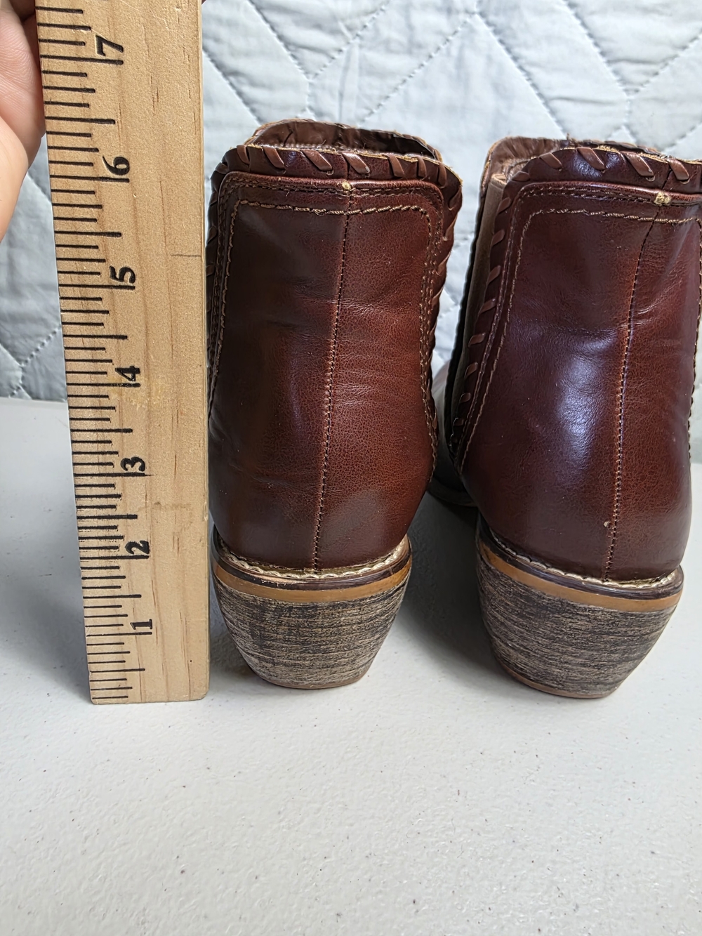 Women's Brown Leather Ankle Booties Sz 9 - Picture 9 of 11